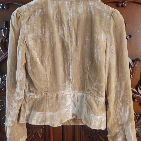 Velvet🤍Embroidered Blazer-Jacket~ Pale-Gold by Aziz Size: S - Picture 6 of 8